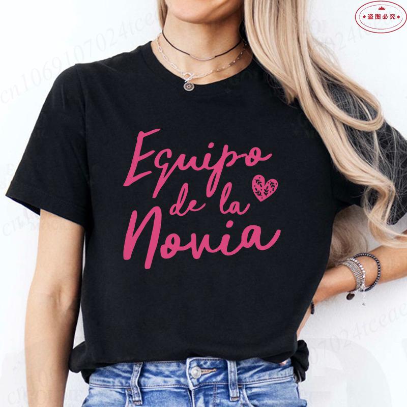 Spanish Team Bride Squad T-Shirt Woman Bachelorette Party Blouses Girl Single Farewell Tops Bridal Wedding Short Sleeve Tees