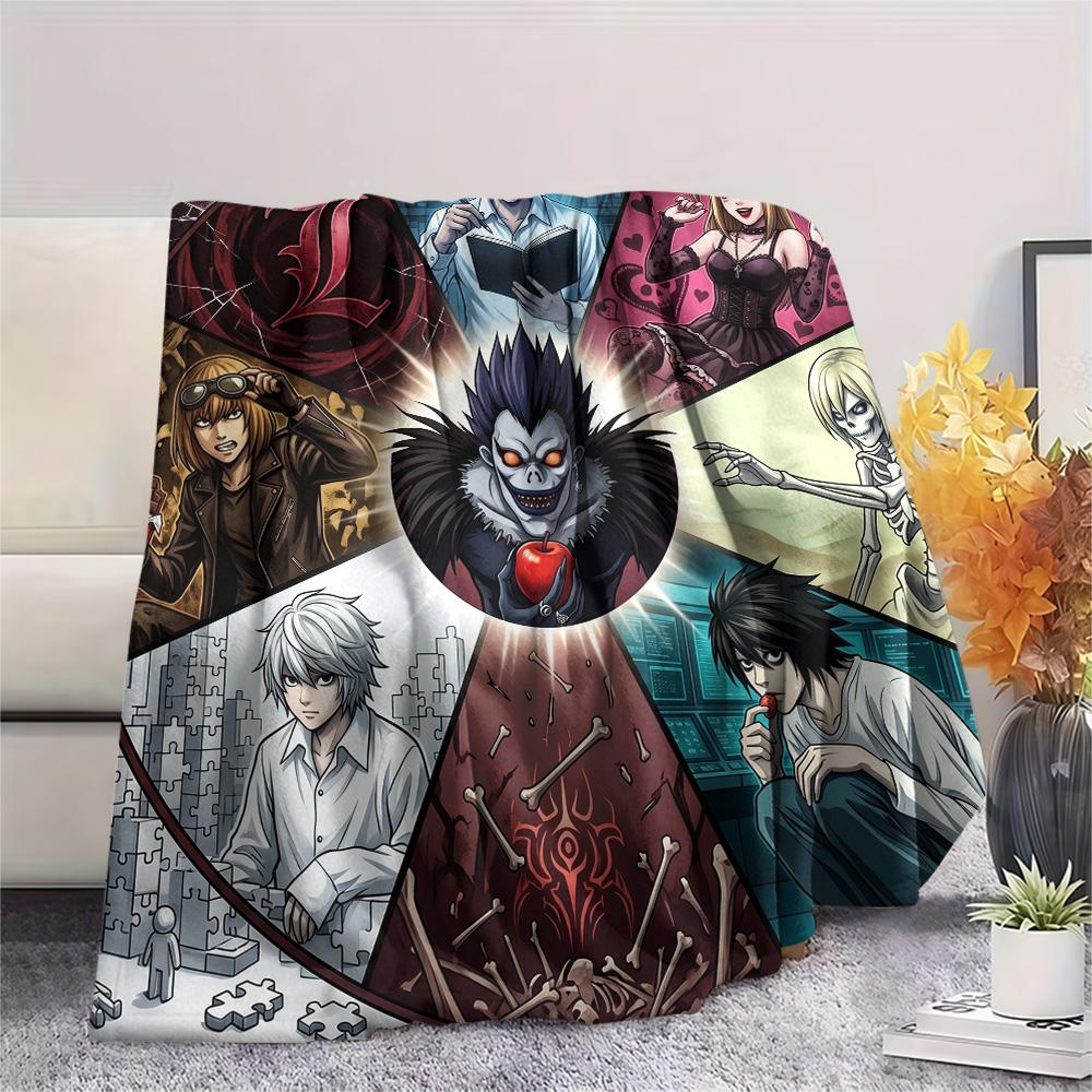 Death Note Print Flannel Blanket, Ultra Soft High Quality All Seasons Warm Throw, Home Decor Cozy Blanket, Perfect Christmas Gift