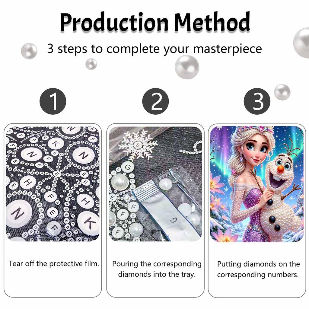 Disney Elsa pearl painting handmade diy pearl art painting simple living room hanging painting decoration with aurora and snowflakes