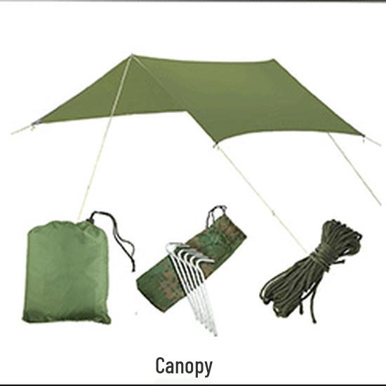 Square Canopy 3-4 Person Waterproof Sunshade Tent with UV Protection and Silver Coated Ground Sheet