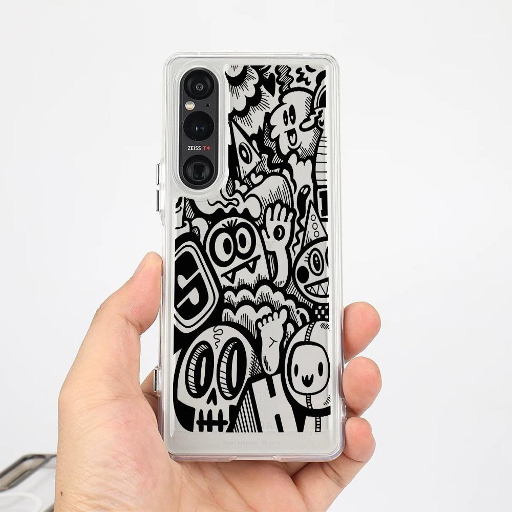 """Граффити""" Жесткий прозрачный чехол для телефона для Sony Xperia 1 V VI VII VIII Xperia 5 V Xperia 10 V VI VII / Ударопрочный чехол Sony"""