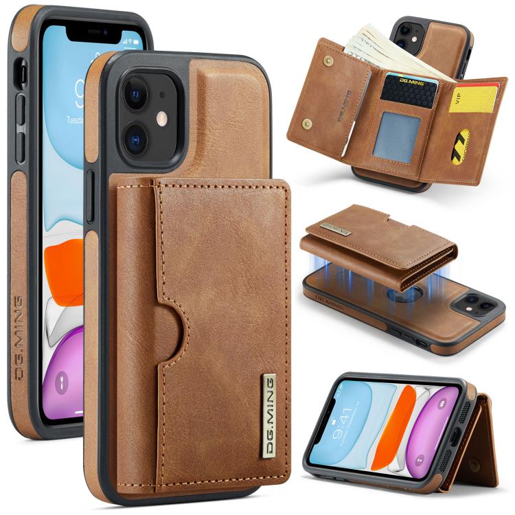 DG.MING M6 Series RFID Tri-fold Card Bag Removable Leather Phone Case