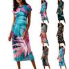 Женские платья миди с коротким рукавом и воротником-хомут, весна-лето, вечернее платье
