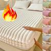 1 шт. Мягкий теплый плюшевый наматрасник Зимний для пары 2 человек Черно-белая клетка Эластичная простыня с резинкой Защитная накладка для кровати