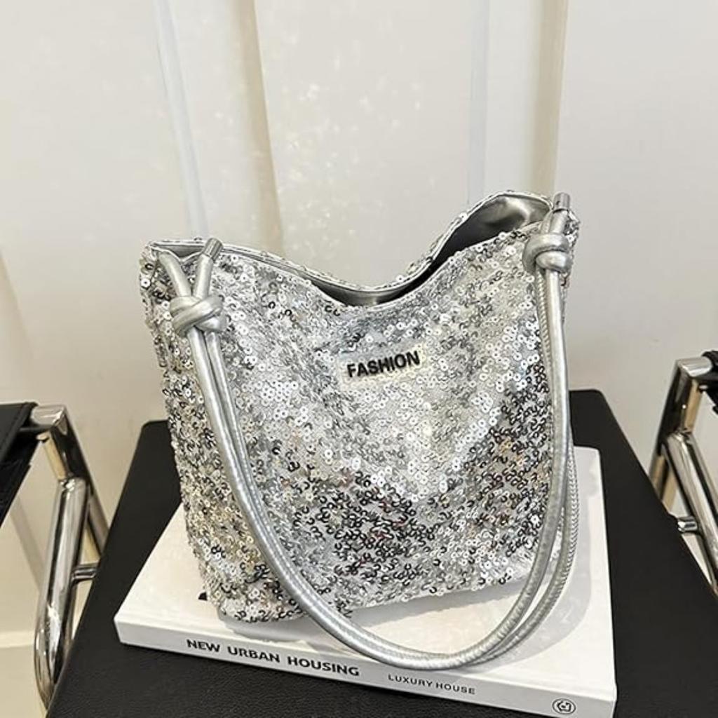 Tote Bag for Women, Sequin Handbag, Adjustable Shoulder Strap, Crossbody Bag for Wedding, Prom, Parties, Travel