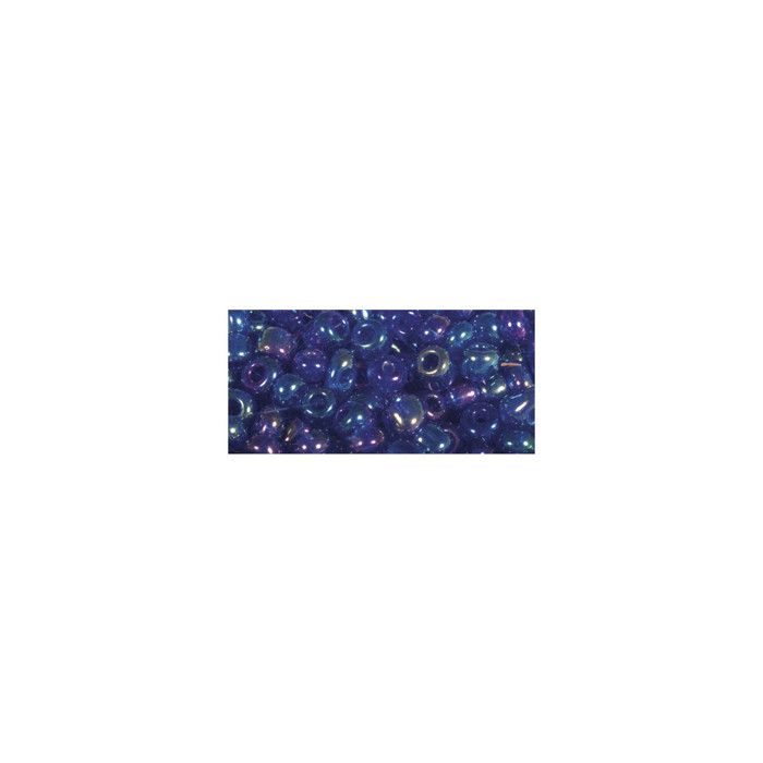 Rocailles, 2,6mm ø, transparentes lustré, bleu foncé, boîte 17 g