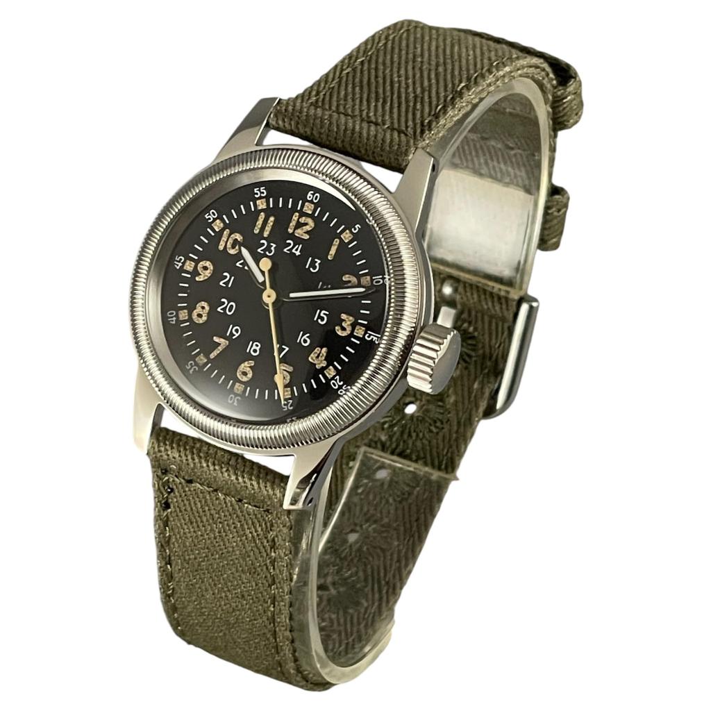 Военные часы ТИП ТИП винтажный зеленый ремешок из ткани [MRMW] мужские A-17