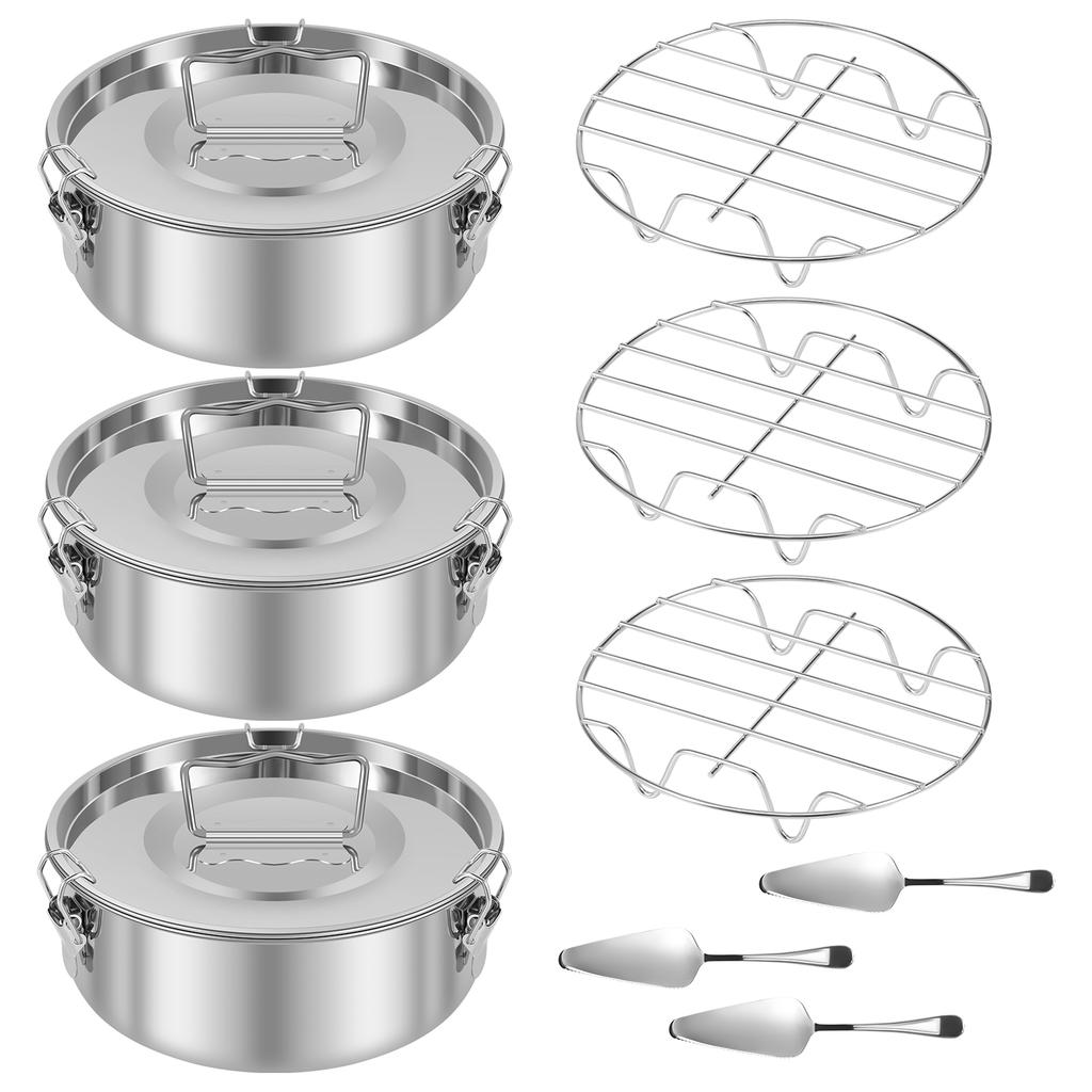 Flan Mold Stainless Steel Cake Baking Flan Pan Mold 1.5QT Cheesecake Pans Flanera Flan Mould Portable Kitchen Cake Baking Tools