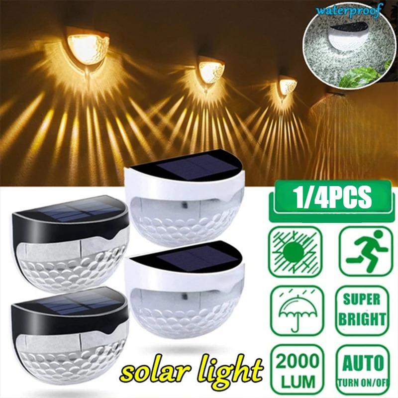 1/4pcs Waterproof Solar Light Semicircle Fence Wall LED Lamp Garden Stairs Balcony Solar Powered Lamps Outdoor Luminous Lights
