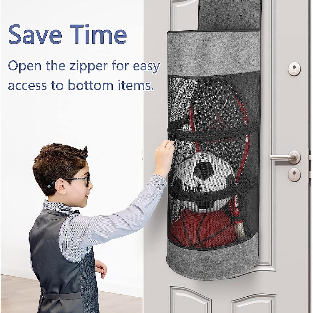 Подвесной органайзер для спортивного инвентаря над дверью, органайзер для хранения мячей в гараже, органайзер для спортивного инвентаря, органайзер для хранения задней двери