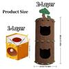 Unique 2-layer Cat House All-in-one Tree Hole Design Cat Castle House Cylindrical Japanese Style Cat Bed Cat Furniture