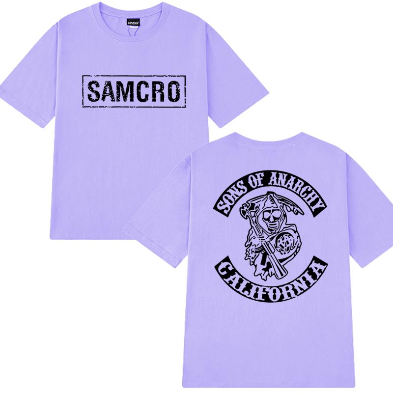 2025 Hip Hop Vintage T Shirt Men Women Sons of Anarchy SAMCRO Double Sided Print Short Sleeve T-shirts Unisex 100% Cotton Tops