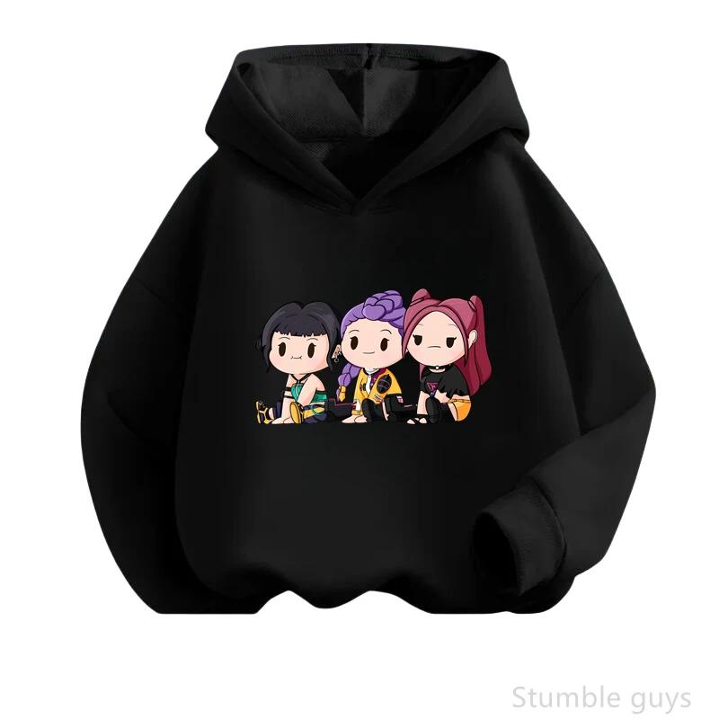 Modern Kpop Streetwear Hooded Sweatshirt Boys Girls Spring Fall Anime Printed Long Sleeve Hoodie Comfy Casual Outerwear