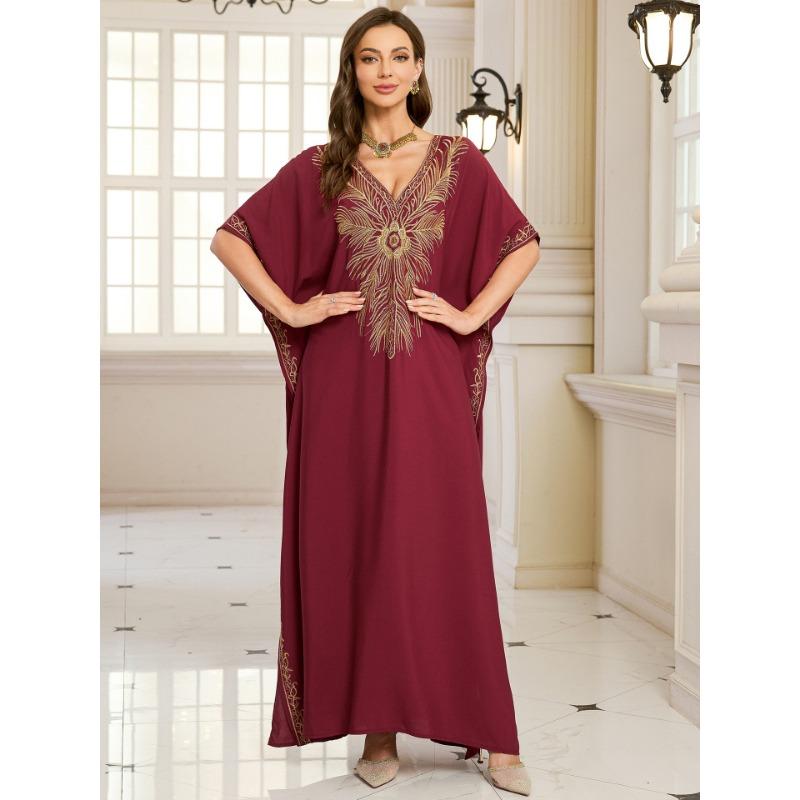 Женская мода лето весна цветочный узор принт рукава 1/2 V-образный вырез свободная талия повседневные платья