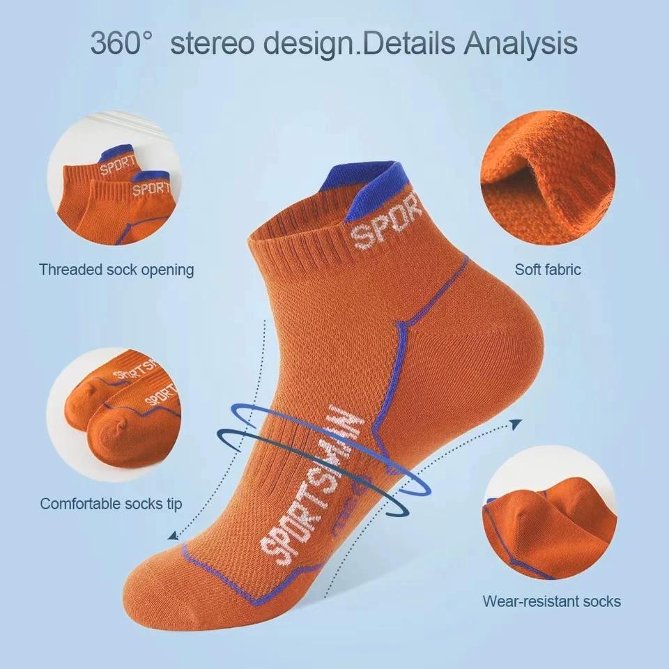 5/10 пар высококачественных мужских носков до щиколотки, дышащие спортивные носки из сетки, повседневные спортивные летние тонкие короткие носки, размер 38-44