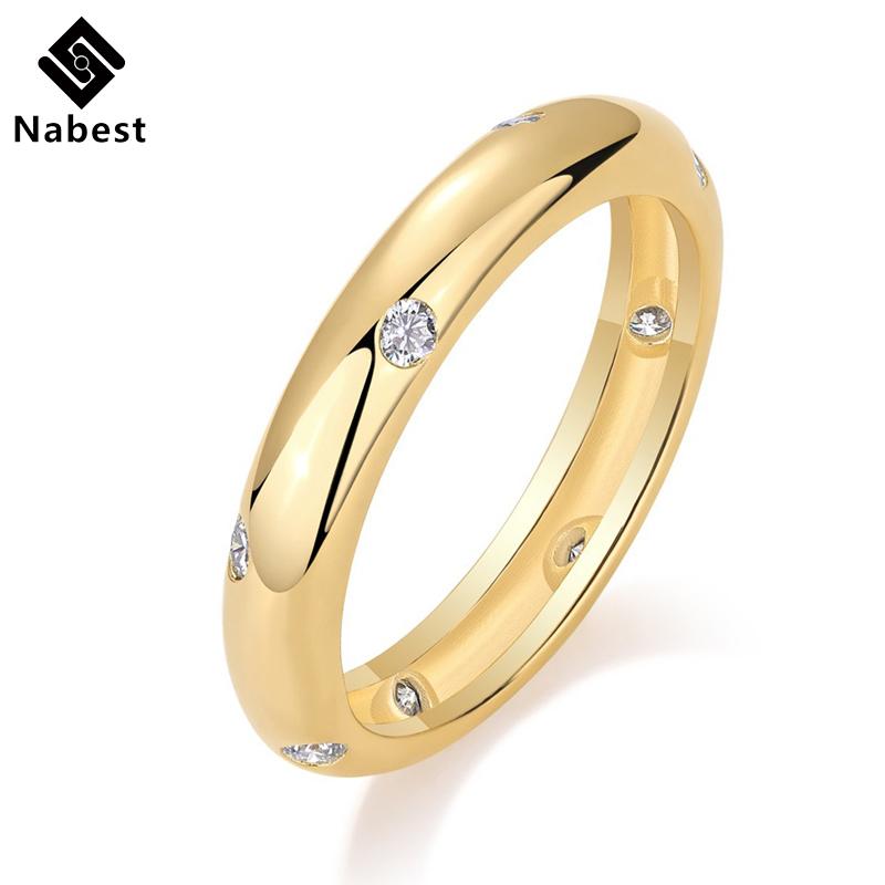 Nabest Gold Plated CopperEngagement Wedding Rings GRA Certificate VVS D Color Moissanite Women Lab Diamond Ring