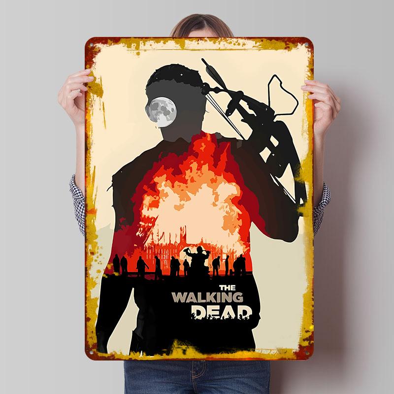 The Walking Dead Silhouette Metal Poster Customized Wall Art Retro Vintage Tinplate Signs for Gaming Room Decoration At Home