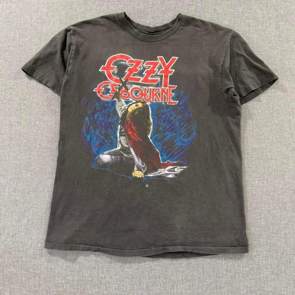 Винтажная черная мужская футболка унисекс Ozzy Osbourne Blizzard of Oz, выцветшая на солнце, 1990 г., размер L
