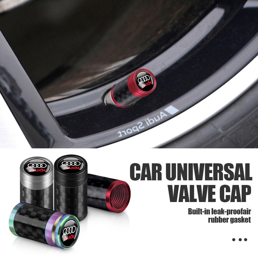 4Pcs Car Styling Carbon Fiber Wheel Tire Valve Caps Stem Case For 4UGEX Sline A1 A3 A4 A5 A6 A7 A8 B8 B9 B6 C6 Q2 Q3 Q5 Q7 TT RS