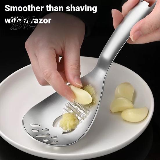 Non Slip Handle Cooking Spoon Stainless Steel Grinding Spoon, Multifunctional Kitchen Gadget, Garlic Ginger Heavy Duty Metal Utensil Mashing/Egg