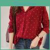 Chiffon Dot Polka Shirt Printed Womens Long Sleeved Top Shirt
