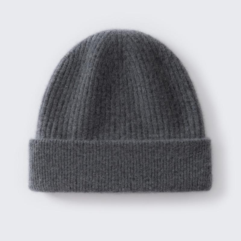 % Pure cashmere hat autumn and winter thickened classic versatile knitted wool headgear, ear protection and thermal hat