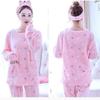 Women's Long-sleeved Flannel Pajamas Set Spring Autumn Cartoon Sleepwear Thickened Warm Printing Plush Cute Sleeping Suit Set
