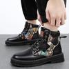 Мужские ботинки 2024 года, модная повседневная обувь с вышивкой и высоким берцем, нескользящие ботинки на платформе, трендовая обувь для отдыха на открытом воздухе Chaussure Homme