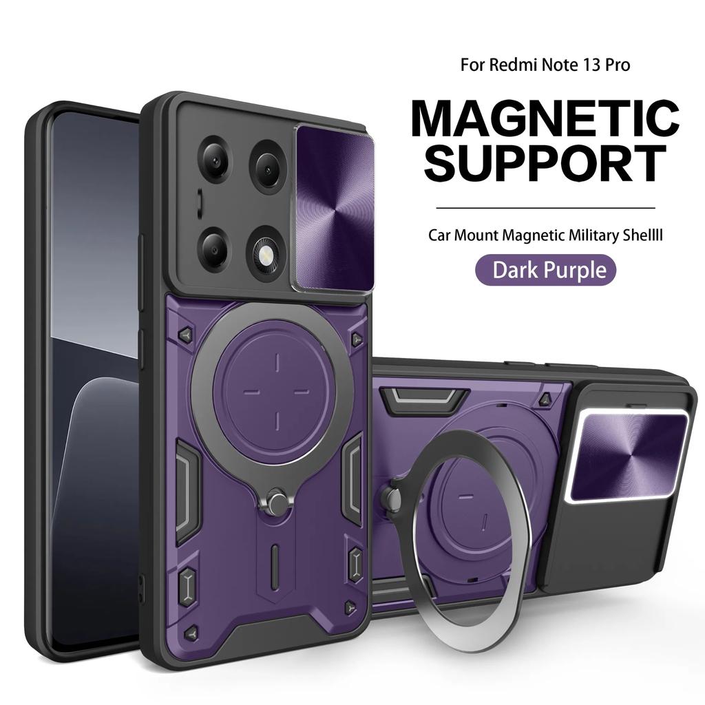 Противоударный магнитный чехол для Redmi Note 13 Pro 5G 4G Note13 Pro plus POCO X6 Pro 5G, кольцо-подставка для объектива камеры, защитная крышка