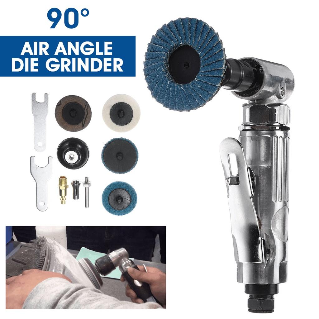 Mini 1/4 Air Angle Die Grinder 90 ° Pneumatic Grinding Machine Poratble Tools Cut Off Polisher Mill Engraving Tool Set