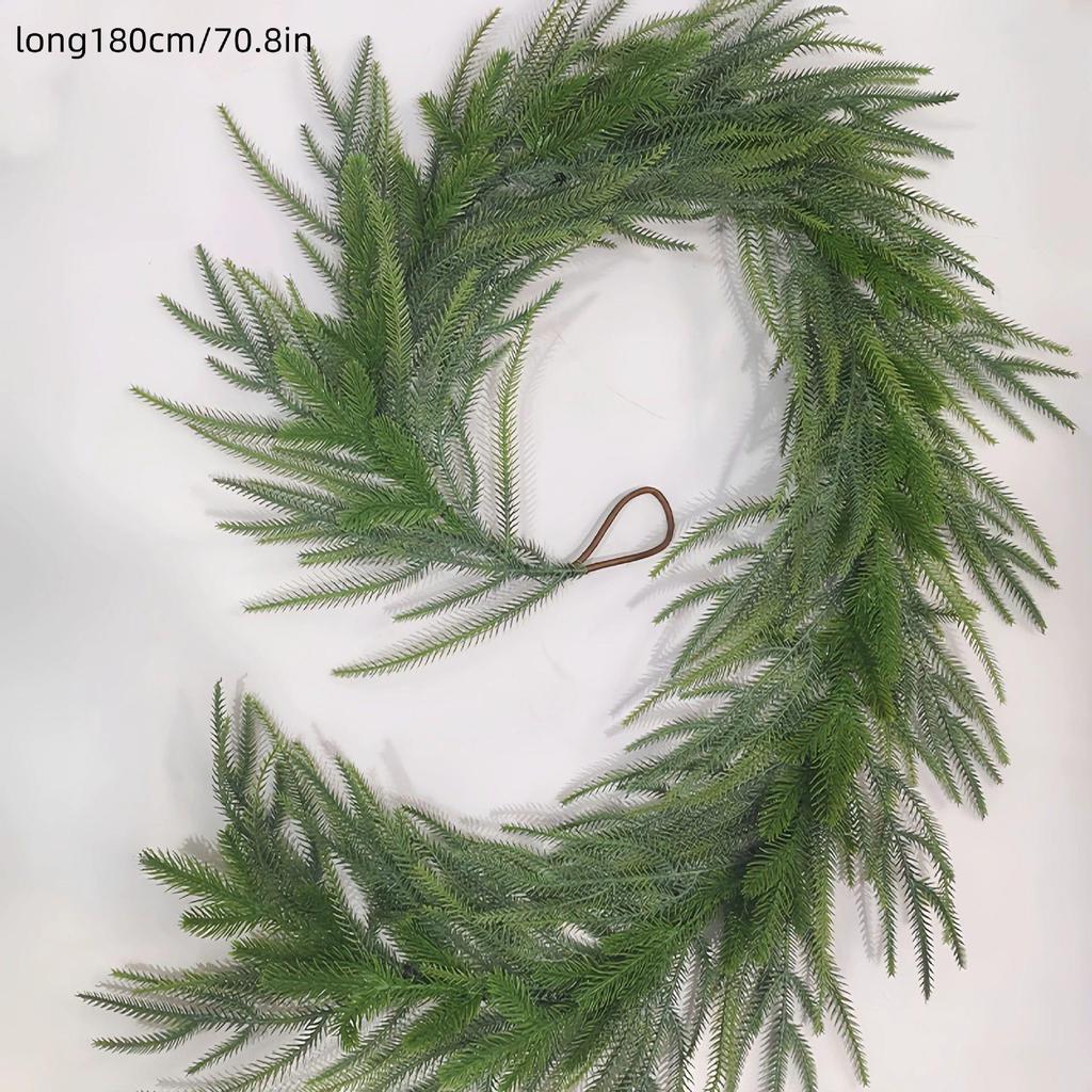 Festive Pine Needle Christmas Wreath: Green Plant Vine Decoration for Wall Hanging