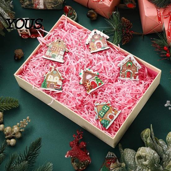 Винтажные ornaments-конфетные домики 24/36 шт., Рождественские ornaments-пряничные домики, Деревянное украшение для елки с веревкой, DIY, Новогодние украшения для вечеринки, Подвесные