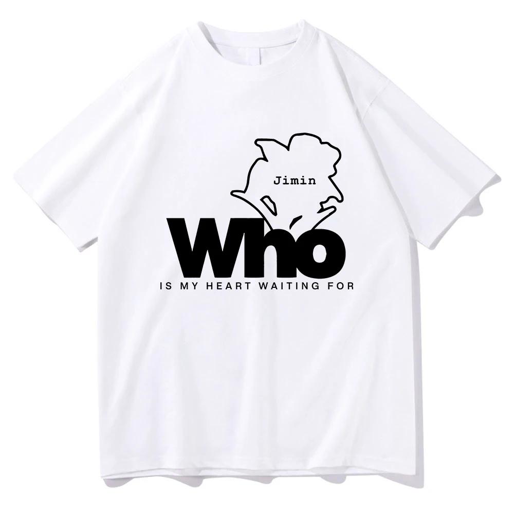 Джимин Муза Кто футболка Новая мода Женская с принтом букв Мое сердце ждет футболка Женская ретро футболка Корейский Y2k топ