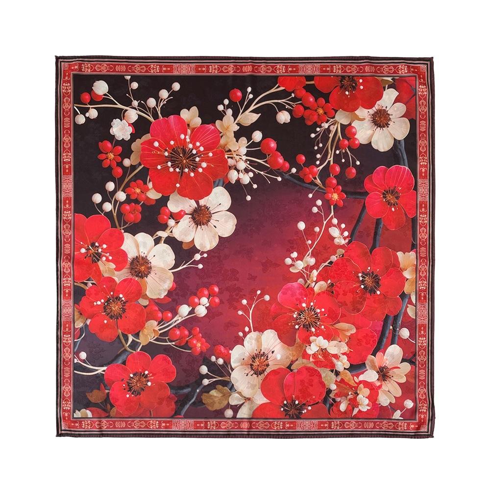 Garnish Hollow Printing Silk Scarf Mulberry Silk Scarf Double-sided Printing Square Scarf High-end Shawl for Women