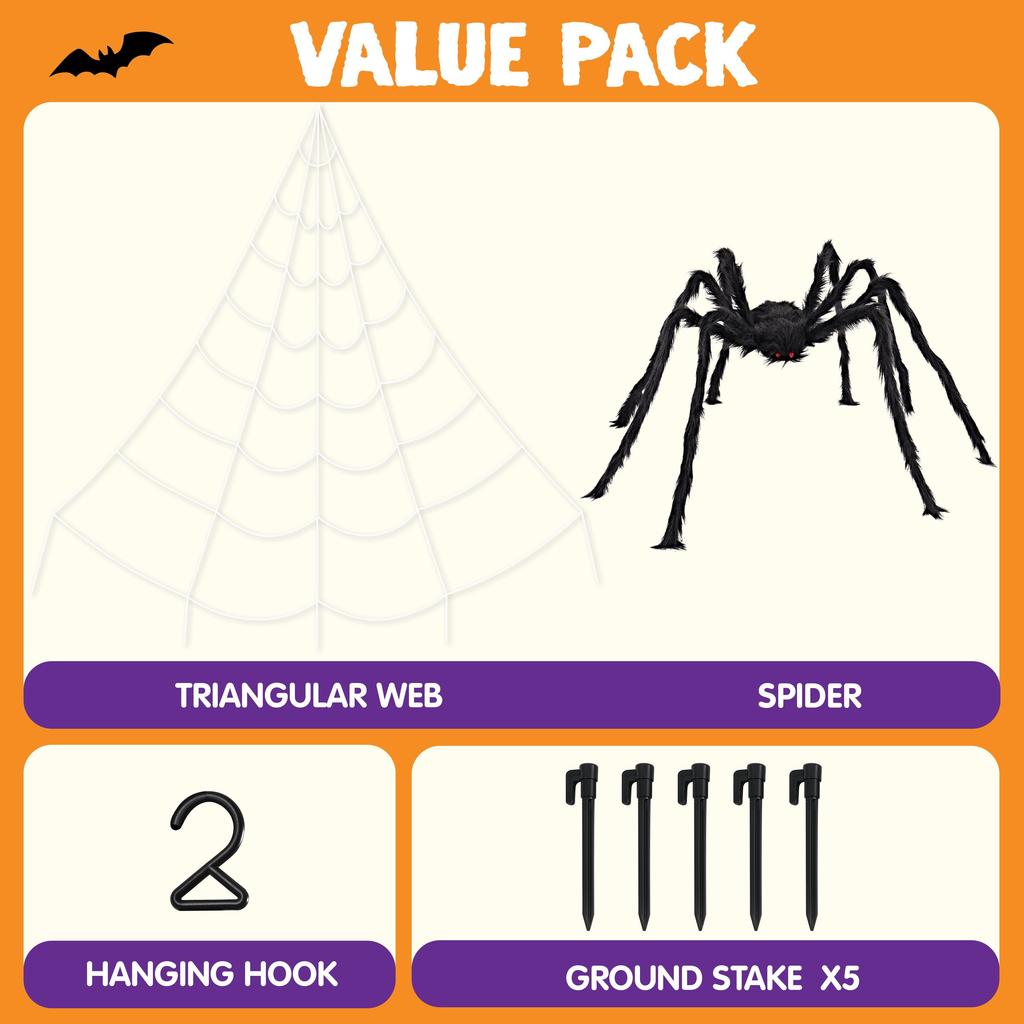 Joyfy Halloween Decorations 59'' Giant Spider with 400 sqft Spider Web  Fake Spiders for Indoor Outdoor Halloween Decorations