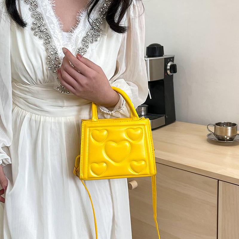 Шикарная ретро однотонная мини-сумка, универсальная сумка через плечо из искусственной кожи в корейском стиле с узором в виде сердца и любви для девочек старшей школы