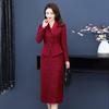 Зимнее модное тонкое свадебное платье для матери, высококачественные искусственные шерстяные платья из двух предметов