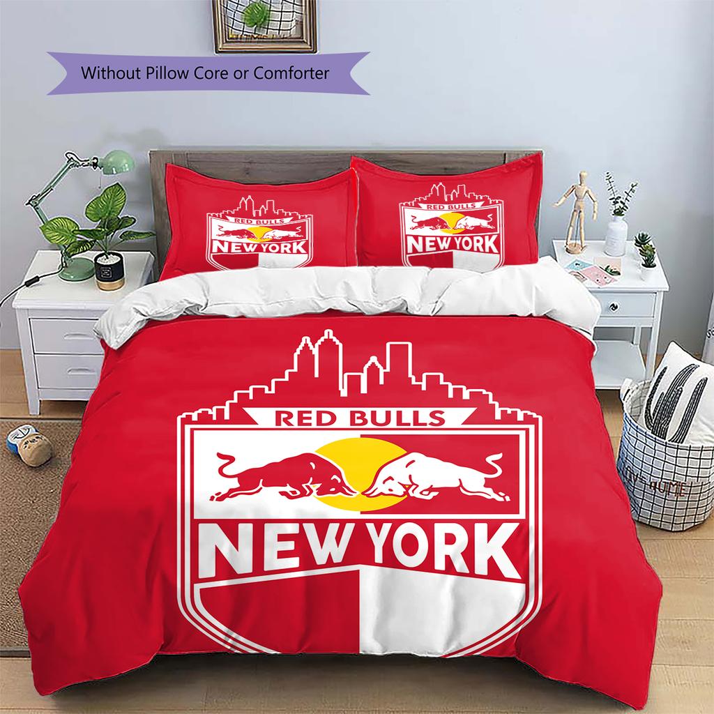 New York Red Bulls Pattern Bedding Home Decoration Birthday Gift (1 * duvet cover + 2 * pillowcase, without core)