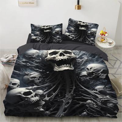 Комплект постельного белья Black Skeleton, покрывало 3D Skull, пододеяльник в готическом стиле, покрывало Twin Queen King Single Size Halloween