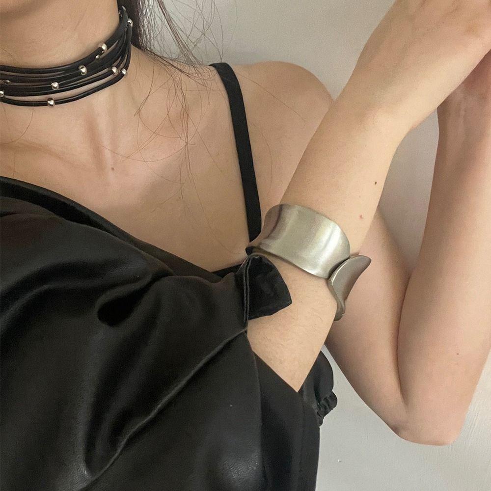 Metal Cuff Bangles Minority Design Irregular Wide Open Bangle Cute   Girls