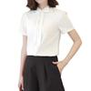 Frill Neck Ribbon Short Sleeve Shirt Blouse Dress Shirt Slim Dress Shirt Summer Spring Autumn Front Opening Neat Plain White Commuting Office Business