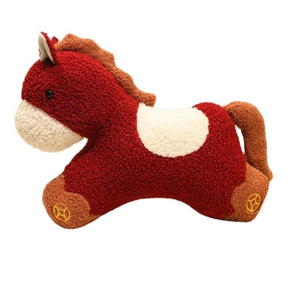 Cute 55cm Horse Stuffed Animal Festive Lunar New Year Gift Pony Plush Toys Creative Soft Horse Year Throw Pillow Collectible