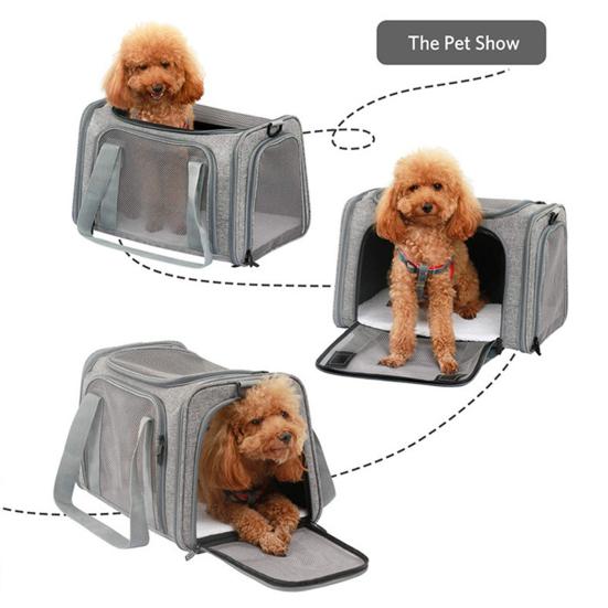 Soft-Sided Pet Carrier Portable Dog Car Seat with Cushion Collapsible Travel Puppy Carrier Bag for Small Medium Dogs Cats