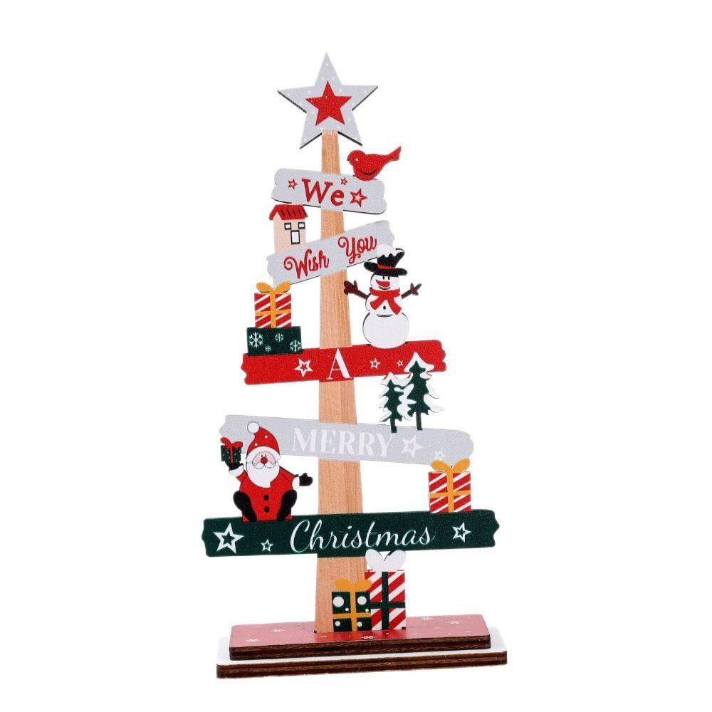 Christmas Tree Desktop Decoration Santa Claus Letter Christmas Signs Plaque DIY Craft Wooden Table Ornament