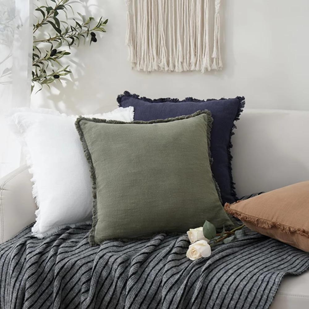 Tassel Trim Bohemia Cushion Cover Solid Color Pillowcase Modern Throw Pillow Cover  Hotel