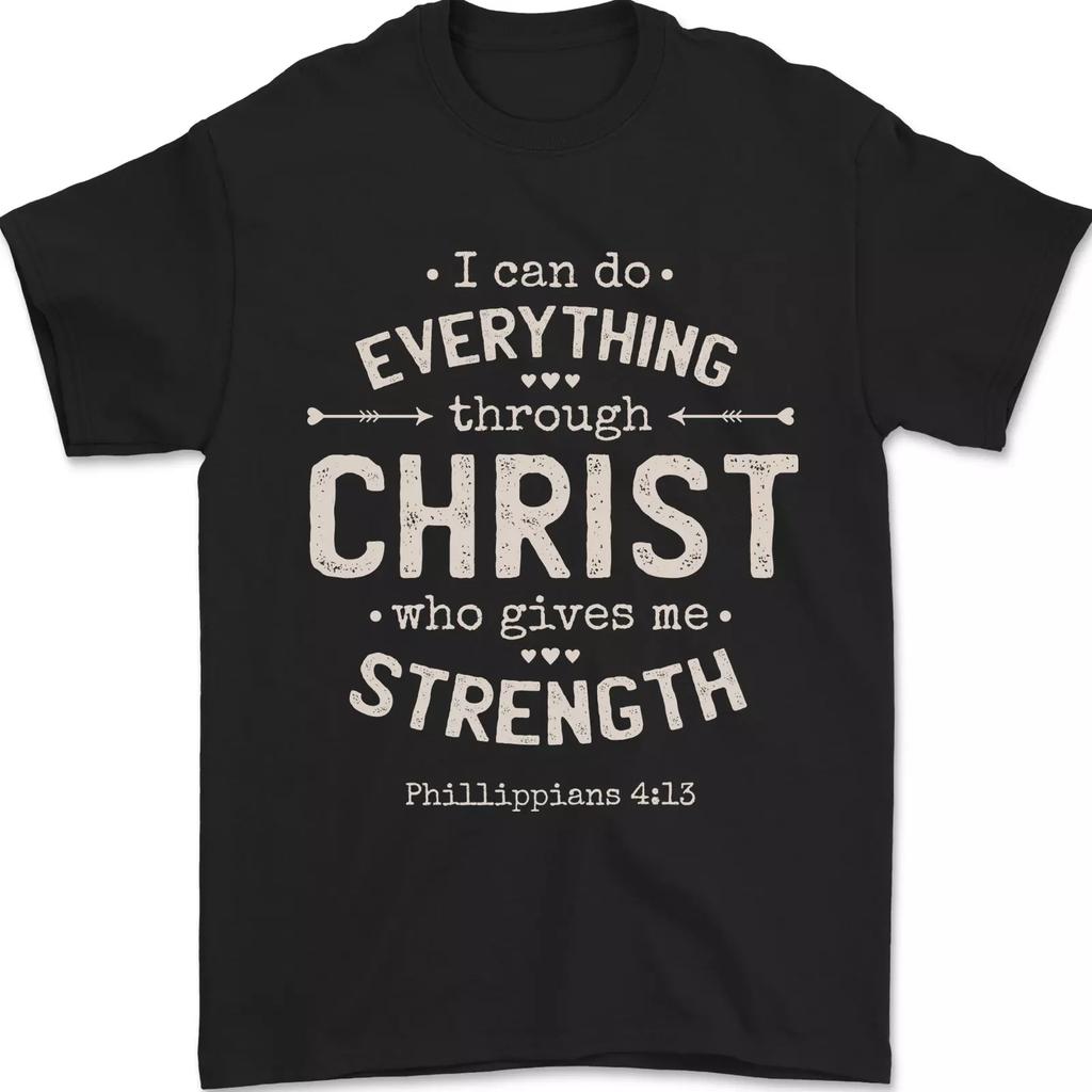 Christ Gives Me Strength Christian Jesus God Mens T-Shirt 100% Cotton