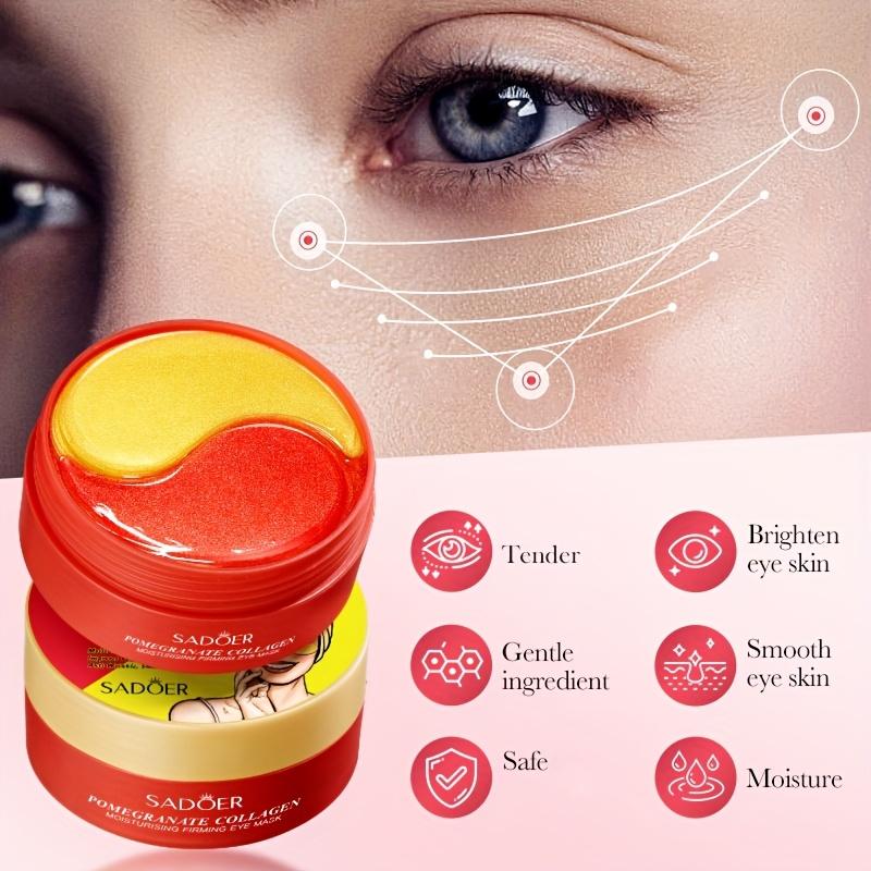 60 шт./уп. Коллагеновая маска для глаз с гранатом для уменьшения темных кругов, увлажнения и осветления, светло-бежевая, гладкая и мягкая, уход за кожей
