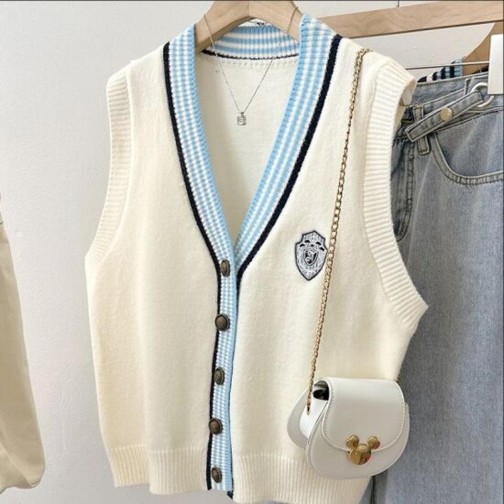 Rellawear V Neck High Cool Point Knit Vest Cardigan 2 Colors