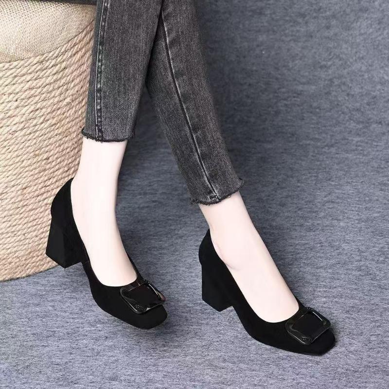 Autumn Retro Single Shoes Women's New Fashion Outer Wear Temperament Round Head Shallow Mouth Comfortable Versatile High Heels