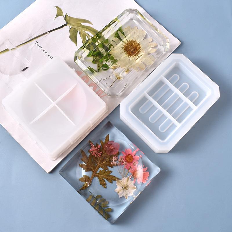 Handmade Soap Holder Storage Box Mold Epoxy Resin Mold Soap Dish Leaking Drain Box Practical Silicone Mold Making Decoration